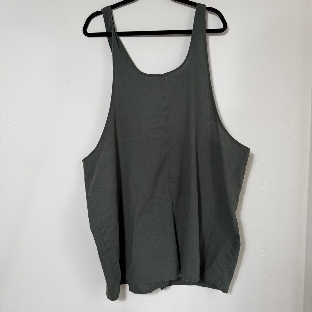Linen blend lagenlook short overalls romper olive green boho 3XL - Picture 4 of 11